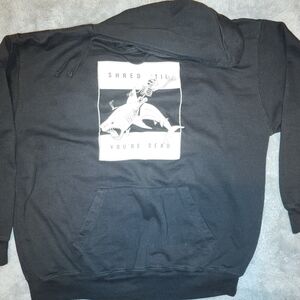 CHOMP Shred Til You’re Dead Hoodie Skeleton Shark Skate Surf Streetwear Large